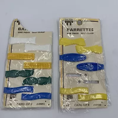 Vintage 70’s Tip Top Plastic Barrettes 8 Sets New Unsealed On The Original Cards • $14.99