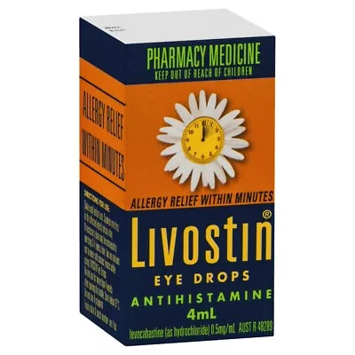 Livostin Eye Drops 4mL Allergy Relief Within Minutes Red Itchy Watery Eyes • $14.07