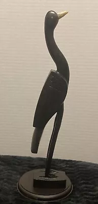 Vintage Hand Carved Wooden Crane Bird Figurine • $16.99