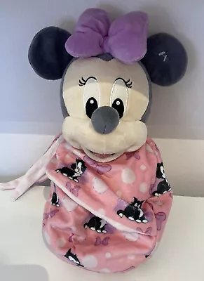 Disney Babies Minnie Mouse Plush Soft Toy  & Swaddle Figaro Blanket Cat • £15.99