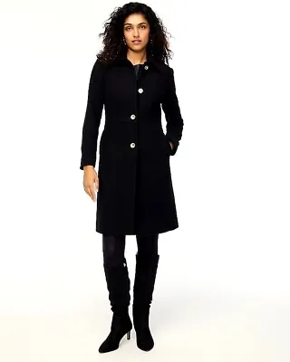 J.Crew Factory Womens $298 Wool Blend Lady Coat Black Size 4  AT107 • $90