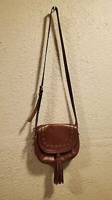 Fossil Emi Cognac Flap Crossbody Bag Purse Tassel Excellent Condition • $31.99