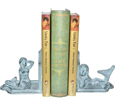 Mermaid Bookends For Shelves To Hold Books Book Ends Decorative Cast Iron Heavy • $13.57