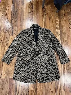 $39.75 • Buy Zara Women’s Double Breasted Coat Leopard Animal Print Wool Blend Size Small