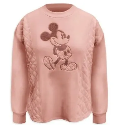 Disney Parks Mickey Mouse Sweatshirt Top Sz Xl Nwt Quilted Look Pink Women  • $24.99