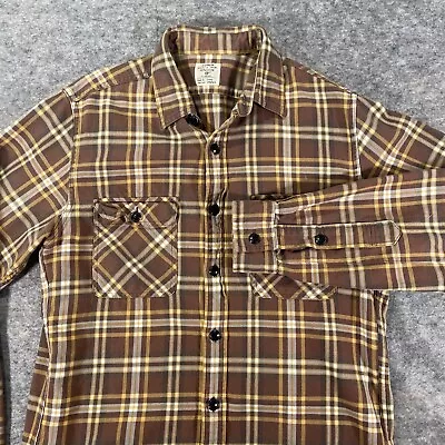 J Crew Flannel Shirt Mens Small  Brown Tartan Plaid Long Sleeve Flannel Adult • $12