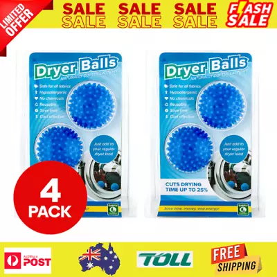 4x Reusable Dryer Balls Laundry Fast Washing Machine Drying Fabric Softener Ball • $11.65