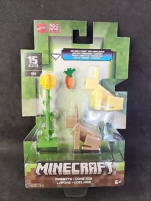 MINECRAFT Build A Portal RABBITS FIGURES With Carrot & Sunflower • $17.95