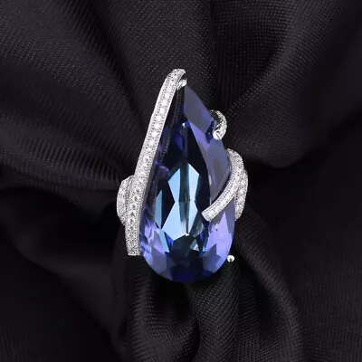 Natural 17.8Ct Iolite Blue Mystic Quartz Solid 925 Sterling Silver Cocktail Ring • $59.49