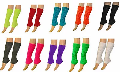 Leg Warmers 80's Dance Neon Rouge Top Ladies & Teens Fancy Dress Many Colours • £2.99