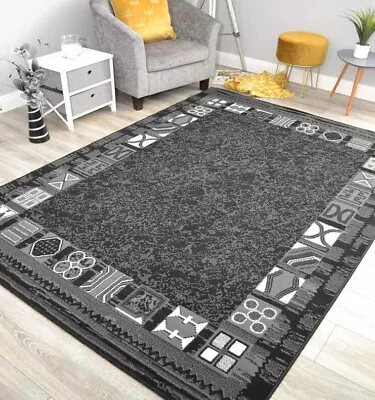 Black Grey Rugs Dark Small Extra Large Big Huge Size Floor Carpet Rug Mat Cheap • £71.99