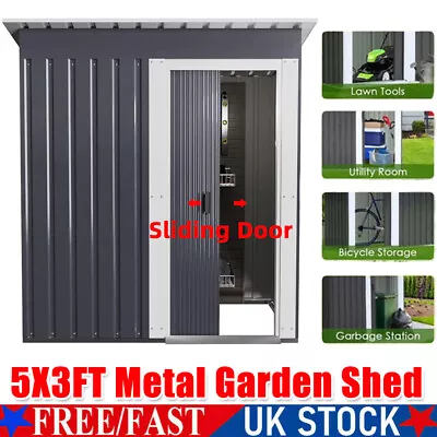 5x3FT Metal Garden Storage Shed Bike Pent Roof Tool House Outdoor Storage House • £144.90