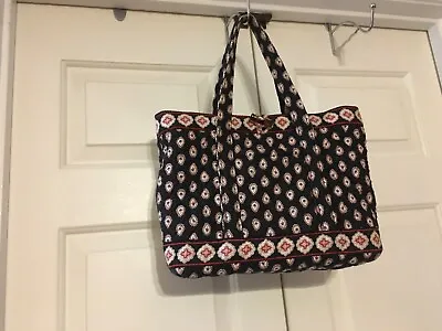 Vera Bradley Large Tote Bag Classic Black Pattern (14”x10” Strap 7”) • $10