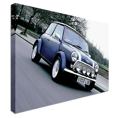 Blue Mini-Cooper Canvas Wall Art Picture Print • £32.98