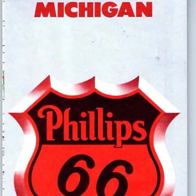 1958 Michigan Phillips 66 Oil Road Map Gas Petroleum 1950 Census Bartlesville 4D • $7.75