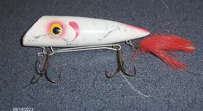 Fishing Lure Collectible Vintage Wood Nelson Trolling/jerk Bait White/orange 5  • $13.99