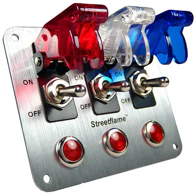 3 Toggle Switch LED Nitrous Activate PANEL Safety Covers Aircraft 12 Volt Red • $59.99