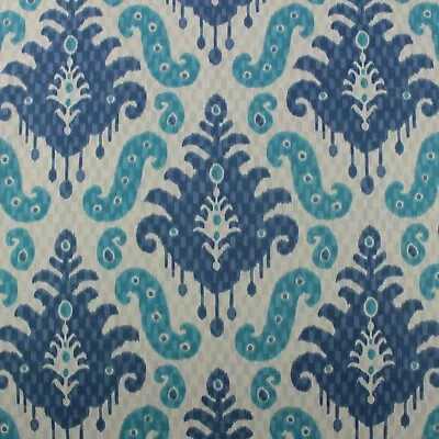 P Kaufmann Bukhara Persian Blue Ikat Highend Cotton Multiuse Fabric By Yard 54 W • $14.99