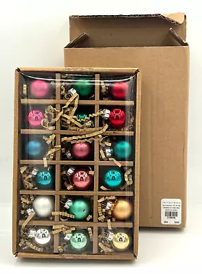 Pottery Barn West Elm Pure Glass Mini Round Ball Bauble Ornament Box Set Of 18 • $29.99