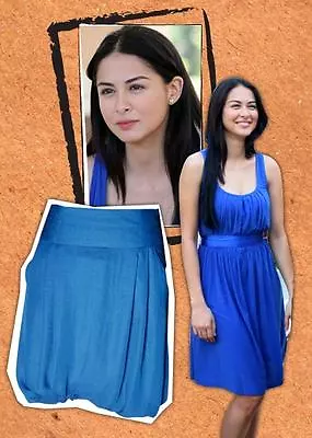 $18.31 • Buy Zara Blue Grecian Drape Colour Block Tulip Mini Skirt Extra Small 6 2 34