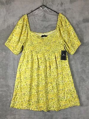 Volcom Women's Size M Wanna Have Fun Short Puff Sleeves Floral Mini Sun Dress • $22