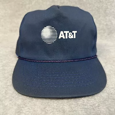 Vintage AT&T Hat Cap Adult OSFA Blue SnapBack Rope Brim 5 Panel Work Wear Casual • $12.95