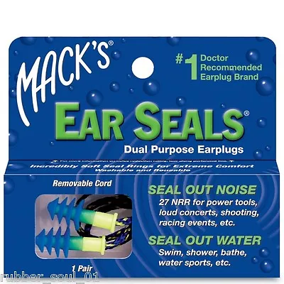 Mack's (Macks) Ear Seals Dual Purpose Ear Plugs X 1 Pair (FREE UK P&P) • £4.49