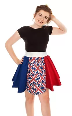 St GEORGES DAY Costume FLAG UK UNION JACK Pattern Circle Skirts Dance Costume • £13.99