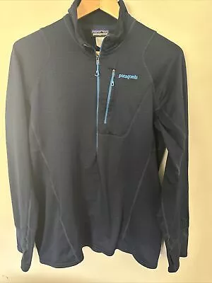 Patagonia Regulator R1 Mens L Half Zip Polartec Waffle Grid Fleece Jacket Blue • $39.70