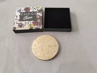 Gucci PARFUMS Mirror Compact Miroir With Box Gold Flower Relief Gucci Plant • $25.99
