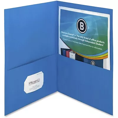 Business Source 2-Pocket Folders 125 Sht Cap Letter 12 X9  25/BX L.BLUE 78491 • $23.98