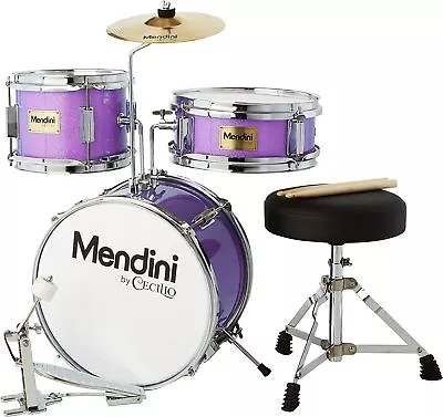 Mendini By Cecilio Kids Drum Set W/4 Drums - Bass Tom Snare & Cymbal - Purple • $63.99