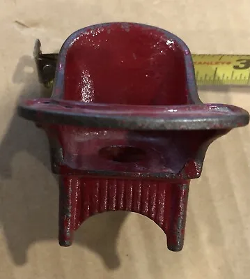 Vintage Red Cast Iron Miniature Doll House Furniture High Chair • $23.95