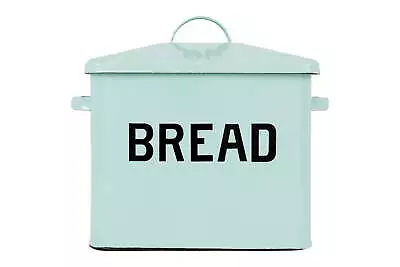 Enameled Metal Distressed Light Blue  BREAD  Box With Lid • $25.61