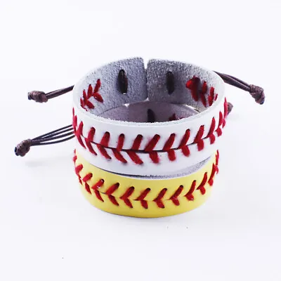 $2.79 • Buy Classic Handmade Genuine Leather Baseball Bracelet Softball Women Sports Jewelry