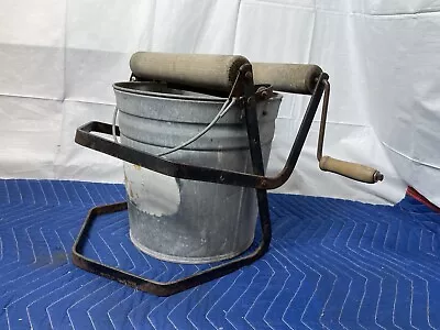 Vintage Galvanized Metal Mop Bucket With Wooden Wringers • $30