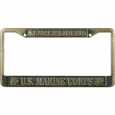 Semper Fi USMC Brass Marine Corps Car & Truck License Plate Frame - Made In USA • $39.95