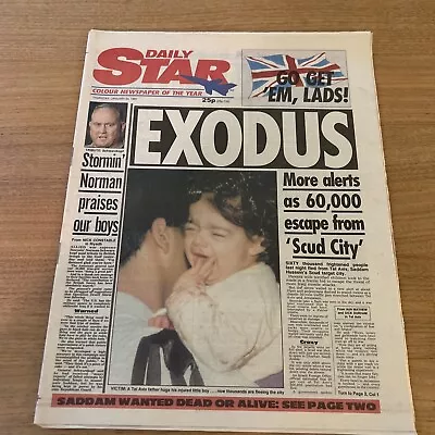 Daily Star Newspaper 24th January 1991 Gulf War Iraq Kuwait • £8.99