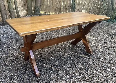 Traditional Vintage Solid Oak 6-8 Seater Country Farmhouse Dining Table • £395
