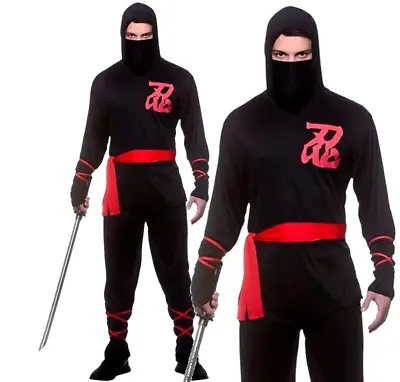 Ninja Assassin Costume Mens Martial Arts Ninjas Fancy Dress Adult Costume • $60.73