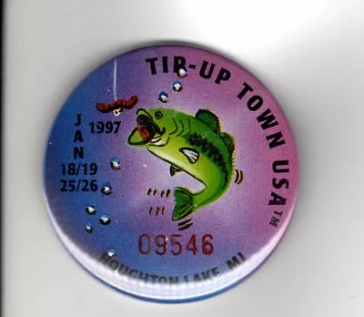 1997 Tip Up Town Badge Pin Pinback-michigan Deer Bear Fishing Patches • $3.99