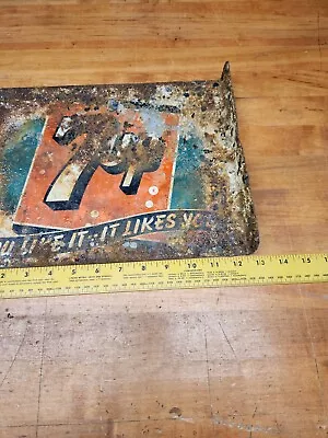 Vintage 7 Up Metal Sign 7UP Soda Flange Sign Pop Advertising Sign Rough! • $149.99