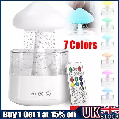 Rain Cloud Humidifier Rain Drop Sound Night Light Aromatherapy Oil Essential UK • £27.86
