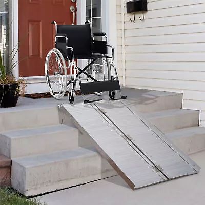 4FT Wheelchair Ramp Scooter Mobility Folding Ramps Compact & Portable Aluminum • $117.51