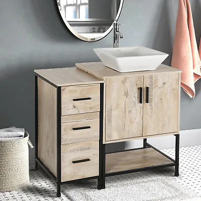 36  Bathroom Vanity Sink Combo Oak Cabinet Vanity Tempered Glass/Ceramic Sink • $439.99