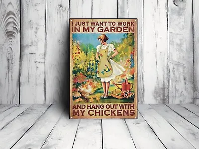 Vintage Tin Metal Chicken Garden Signs Kitchen Garden Decor Wall Hanging • £15