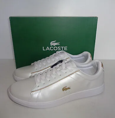 Lacoste Ladies White Leather Womens Casual Trainers Shoes New RRP £80 Size 7.5 • £34.98