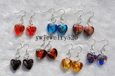 Wholesale Lot 50Pairs Flower Heart Murano Glass Bead Silver Plated Earrings • $29.99