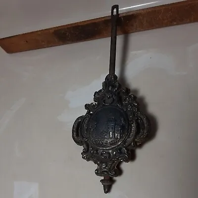 Vintage Antique Cast Metal Church Castle Tower Kitchen Clock Pendulum • $14.99
