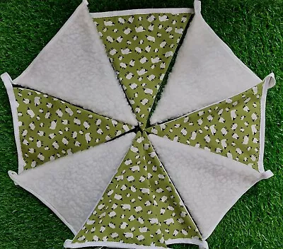 £11.99 • Buy Sheep, Fleece, Green Fabric Bunting, Nursery,  Farm, Animal, Handmade 